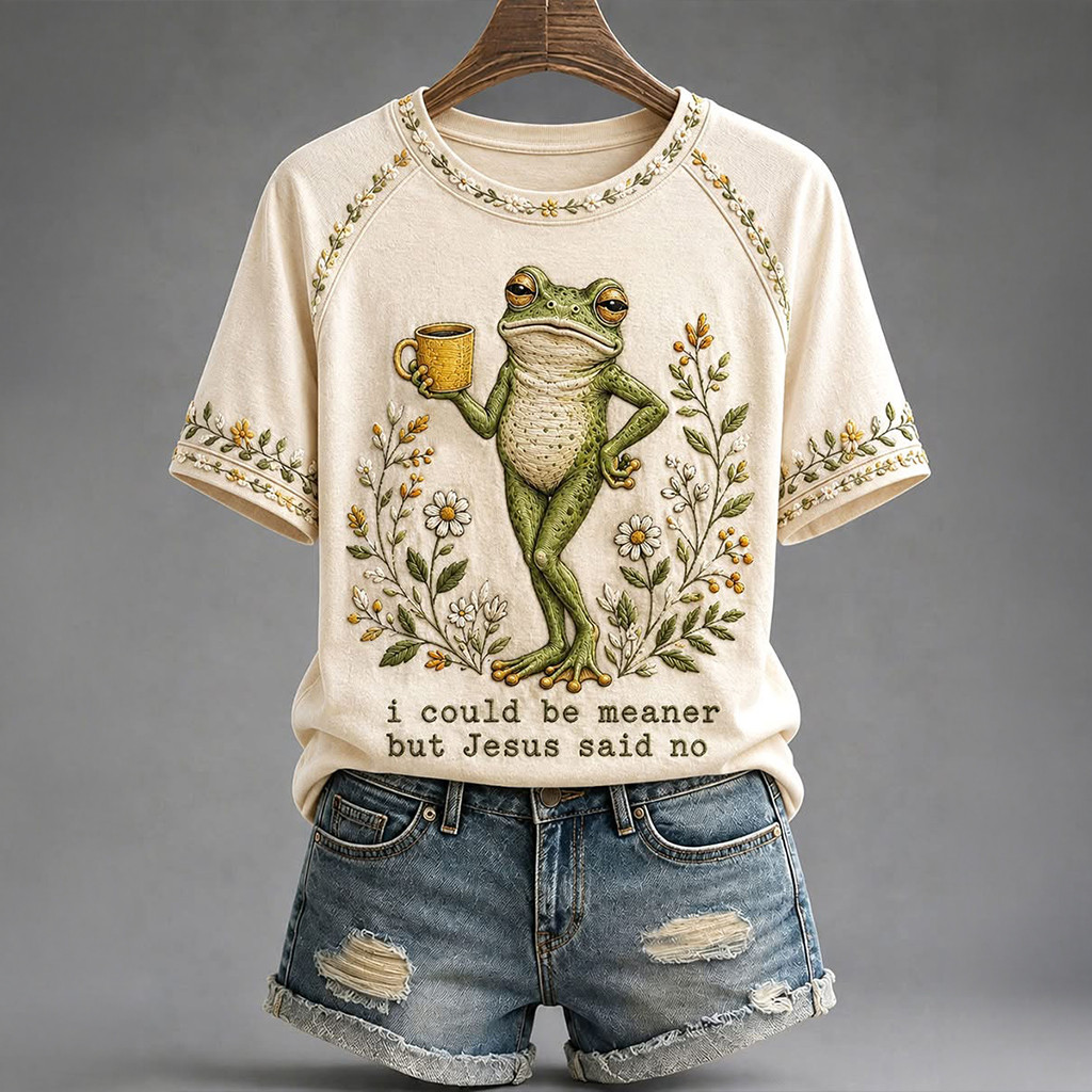 Faith Frogs I Could Be Meaner But Jesus Said No T-Shirt Christian Gifts For Her
