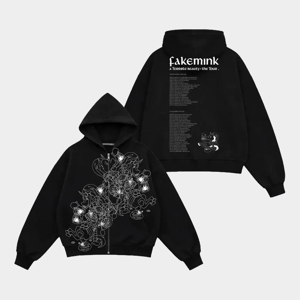 Fakemink Merch 2026 Terrible Beauty Zip Hoodie Fakemink Tour Merch Present For Rapper Fans