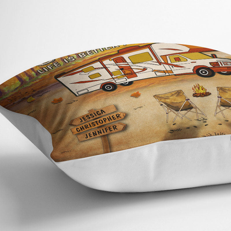 Fall Campsite Life Is Better At The Campsite Custom Pillow, Autumn Camping Gift Idea - Image 4