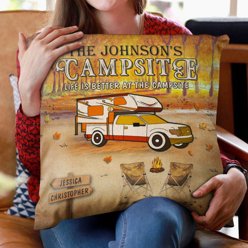 Fall Campsite Life Is Better At The Campsite Custom Pillow, Autumn Camping Gift Idea - Image 2