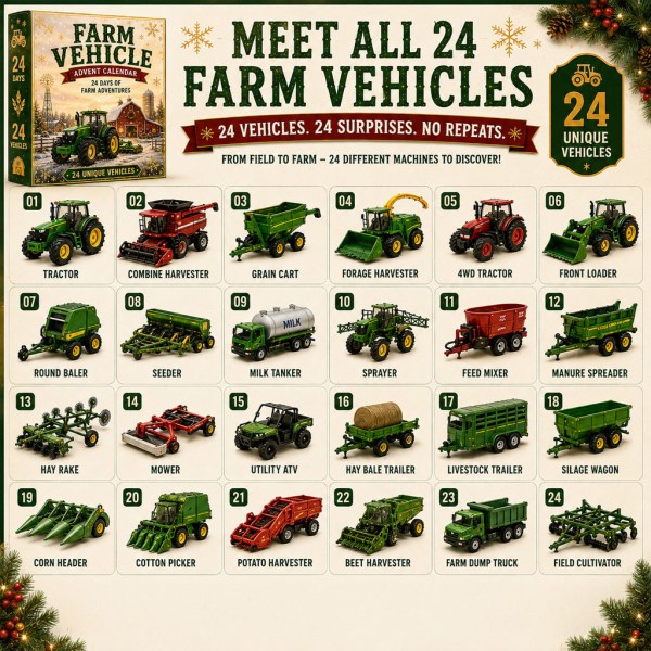 Farm Vehicles 24 Days of Farm Adventures Advent Calendar 2026 Christmas Countdown Gifts Farm Lovers - Image 2