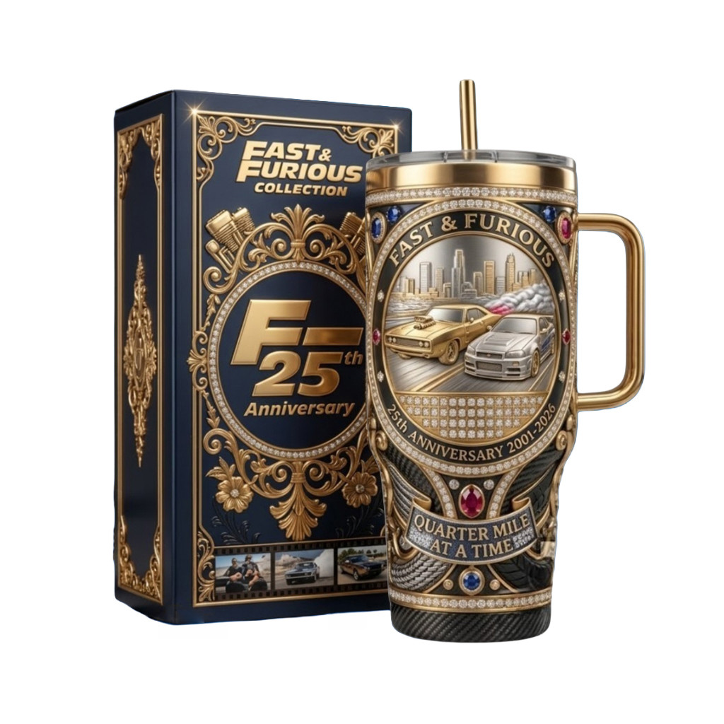 Fast And Furious 25Th Anniversary 2026 Tumbler Quarter Mile At A Time Tumbler Fan Merch