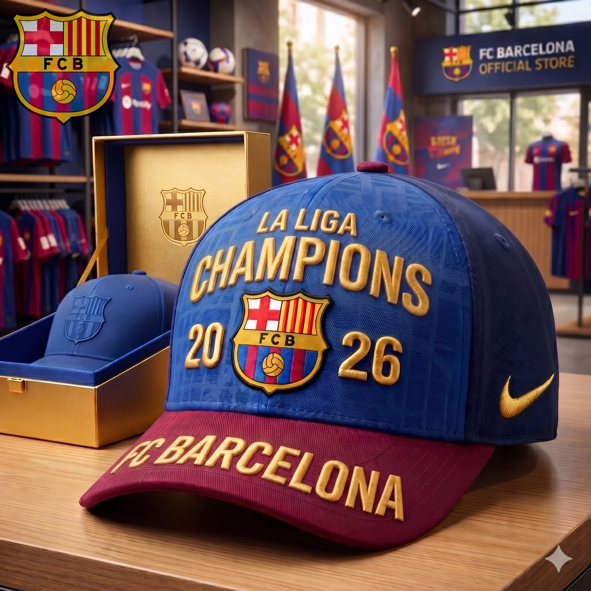 FC Barcelona La Liga Champions 2026 Hat Barcelona Merch Present For Football Lovers