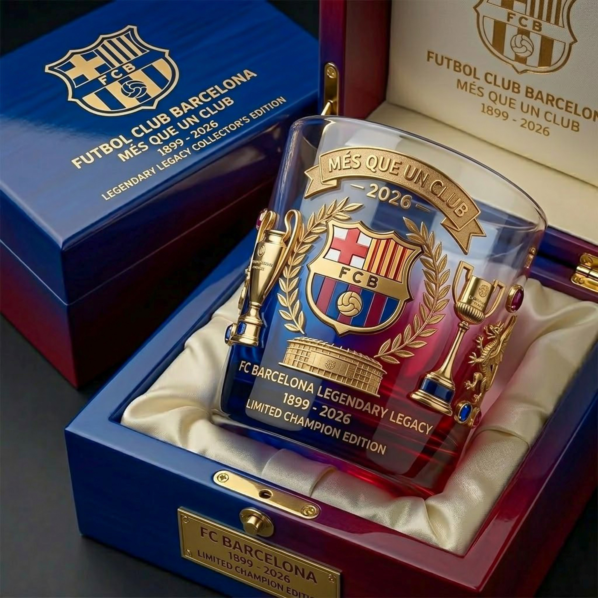 FC Barcelona Legendary Legacy 1899-2026 Glass FC Barcelona Merch Presents For Football Fans