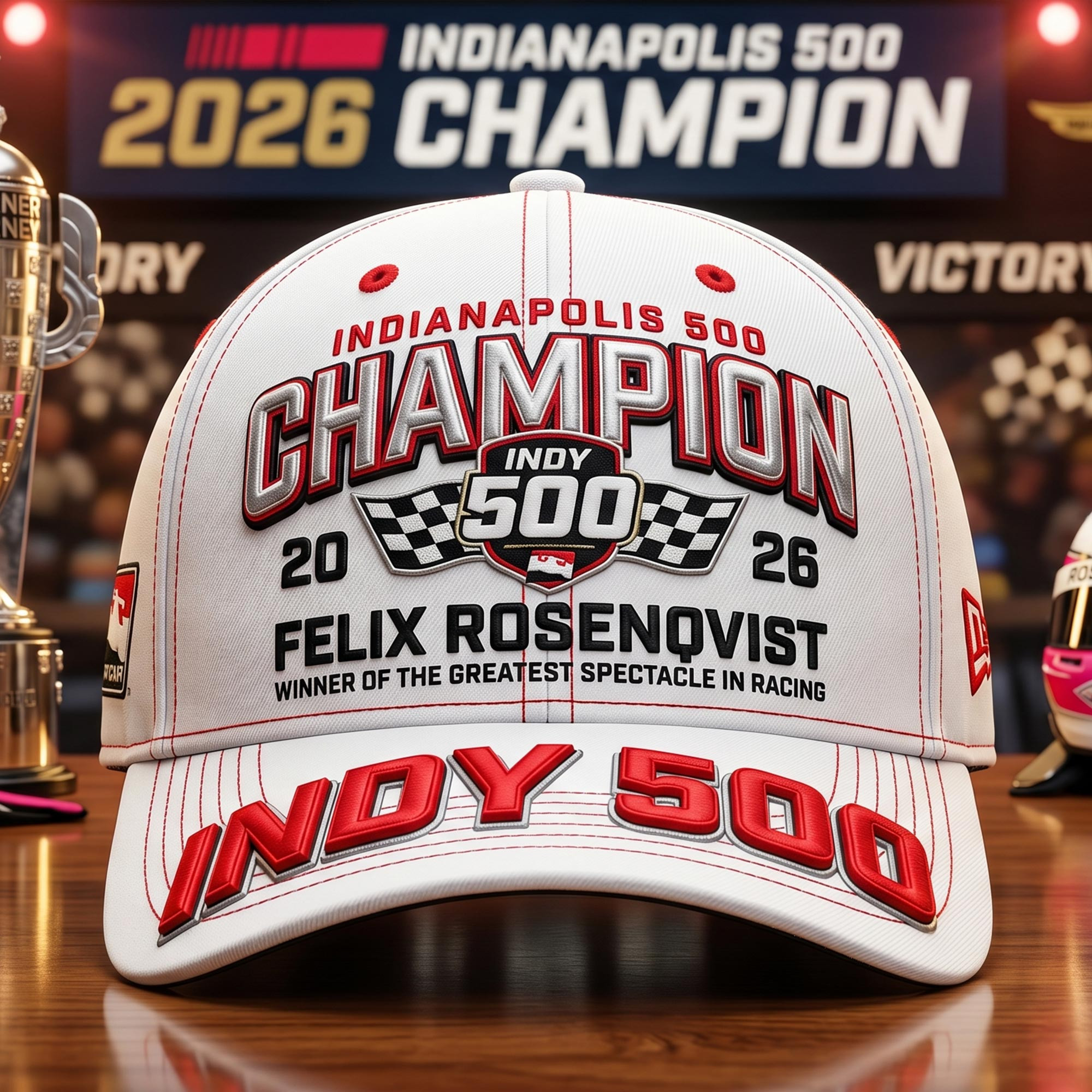 Felix Rosenqvist 2026 Indianapolis 500 Champion Hat Felix Rosenqvist Merch Gift For Racing Fans