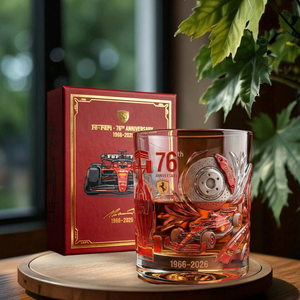 Ferrari 1966 2026 76th Anniversary Commemorative Whiskey Glass Ferrari Merch Husband Gifts