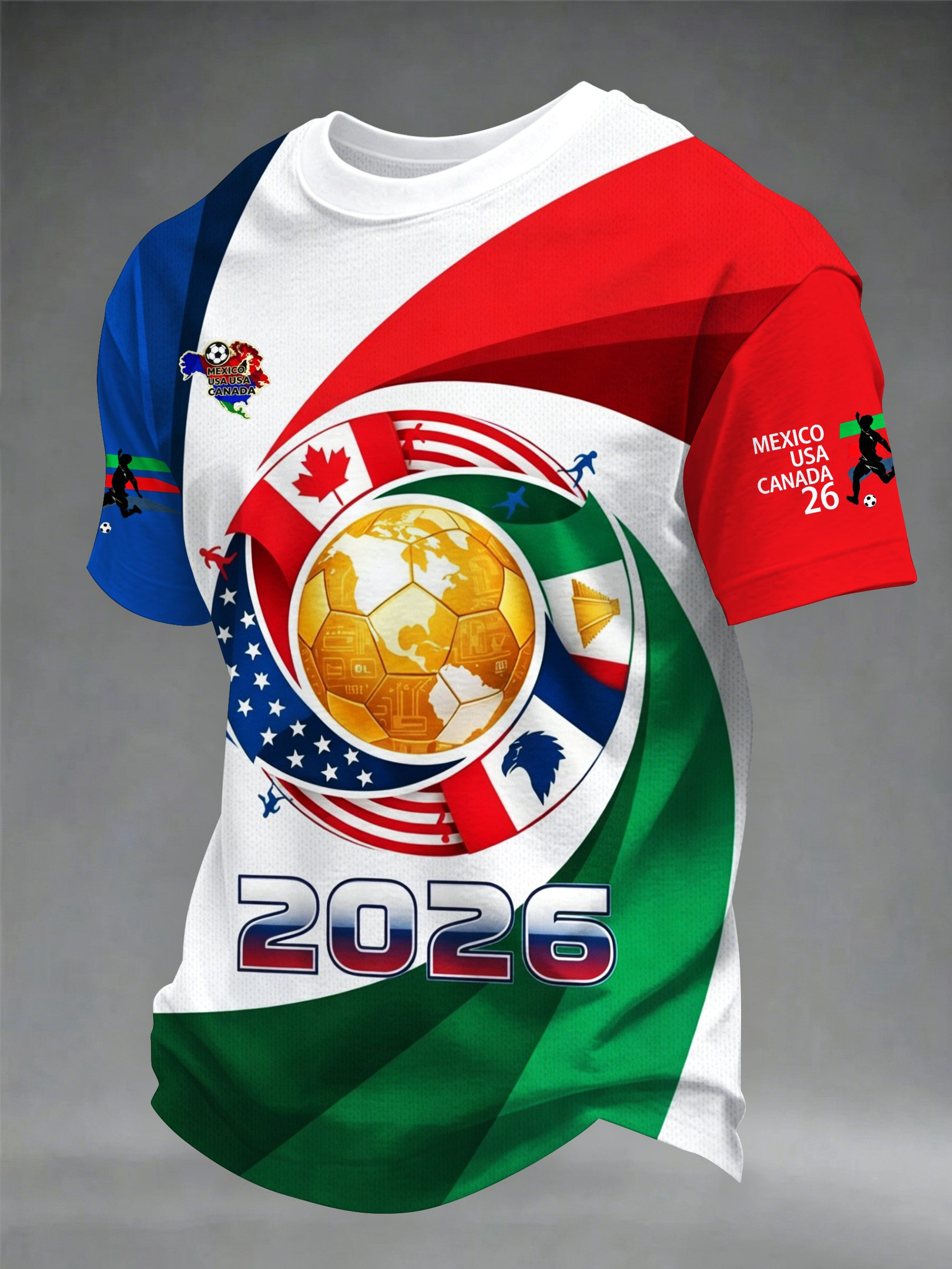FIFA World Cup 2026 Host Nations T-Shirt Mexico USA Canada Clothing Game Day Gifts For Men