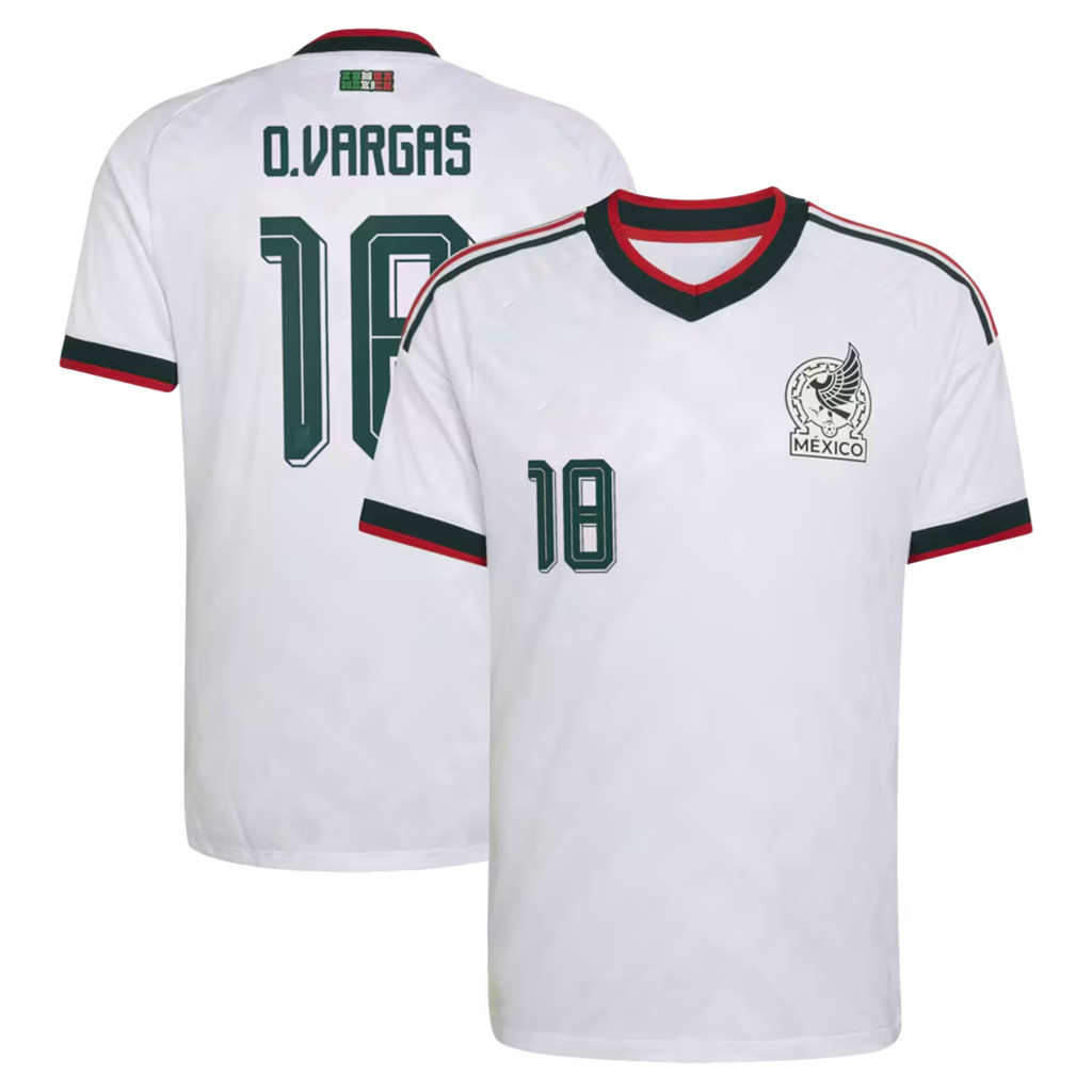 FIFA World Cup 2026 Merch #18 Obed Vargas Mexico National Team 2026 V-Neck T-Shirt White