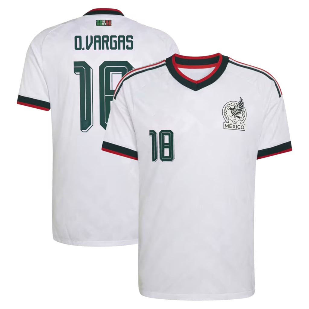 FIFA World Cup 2026 Merch #18 Obed Vargas Mexico National Team 2026 V-Neck T-Shirt White