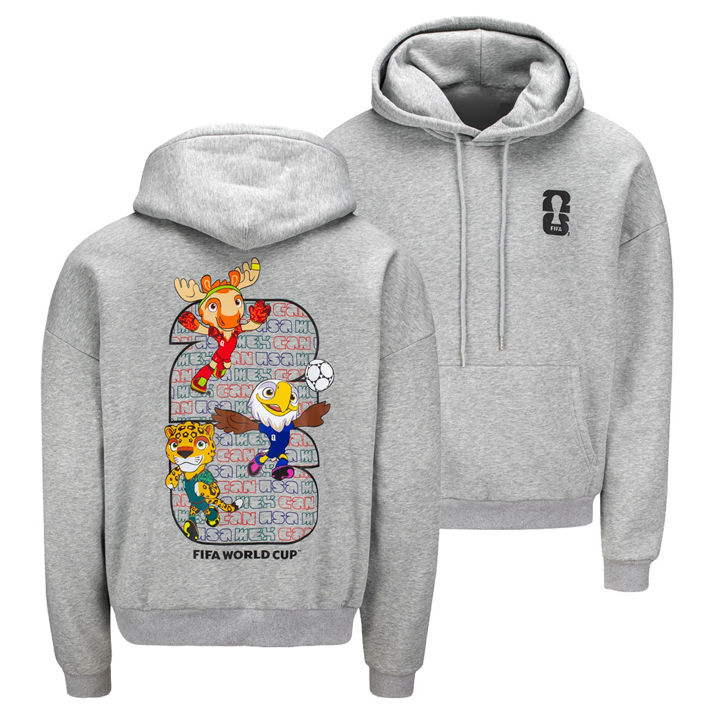 FIFA World Cup 2026 Merch Mascot Hoodie Cute Game Day Outfits Gifts For World Cup Fans Gray