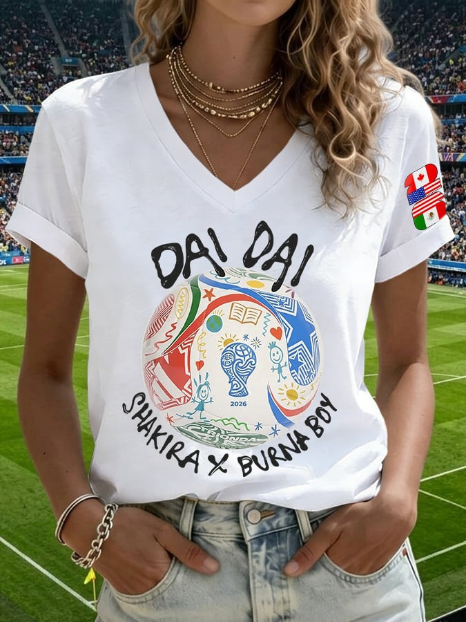 FIFA World Cup 2026 Shakira Dai Dai V-Neck Shirt Shakira Dai Dai Green Tee Gift For Her