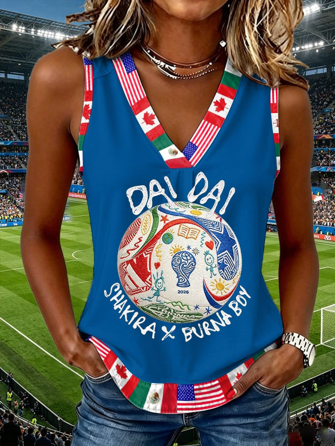 FIFA World Cup 2026 Shakira Dai Dai V-Neck Tank Top Shakira Dai Dai Clothes Gift For Her - Image 3