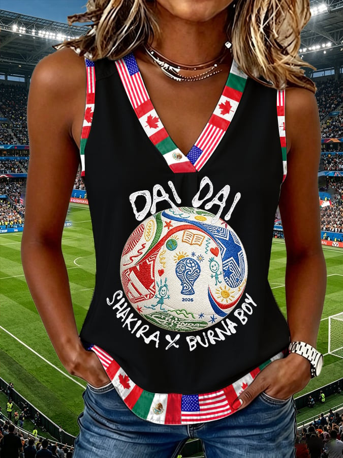 FIFA World Cup 2026 Shakira Dai Dai V-Neck Tank Top Shakira Dai Dai Clothes Gift For Her - Image 2