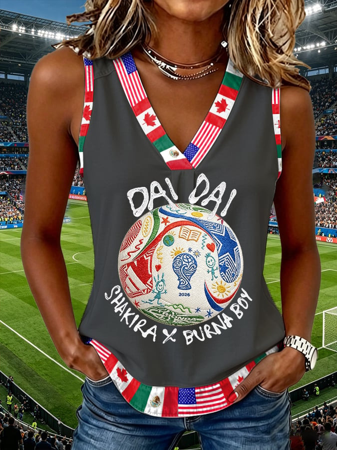 FIFA World Cup 2026 Shakira Dai Dai V-Neck Tank Top Shakira Dai Dai Clothes Gift For Her - Image 4
