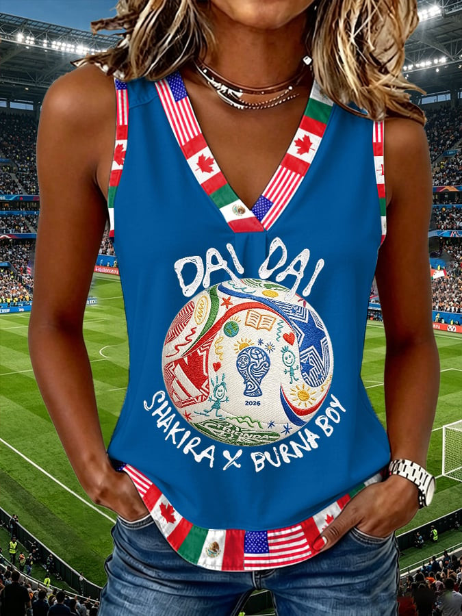 FIFA World Cup 2026 Shakira Dai Dai V-Neck Tank Top Shakira Dai Dai Clothes Gift For Her - Image 3