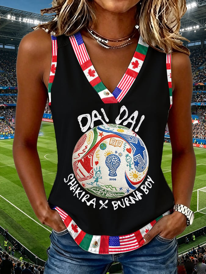 FIFA World Cup 2026 Shakira Dai Dai V-Neck Tank Top Shakira Dai Dai Clothes Gift For Her - Image 2