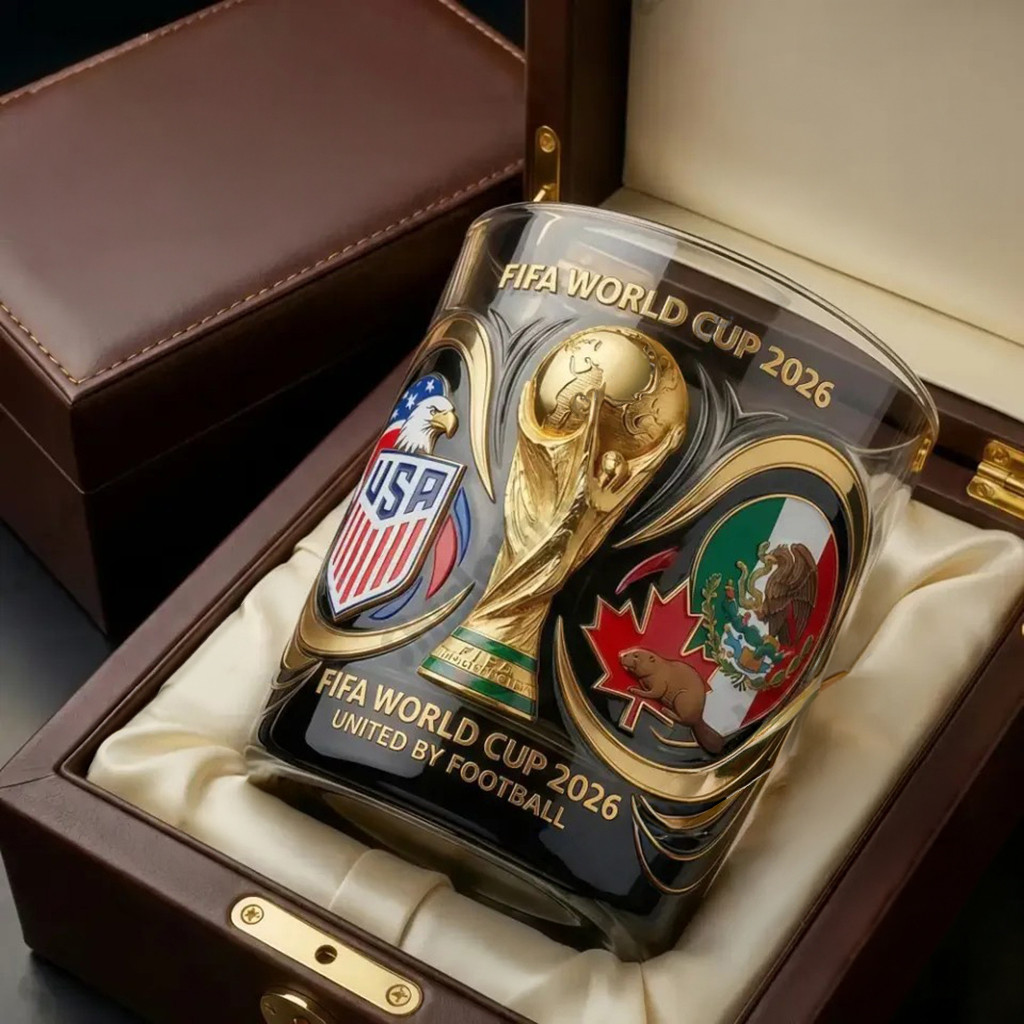 FIFA World Cup 2026 USA Mexico Canada Whiskey Glass United By Football FIFA WC Merch Fan Gifts