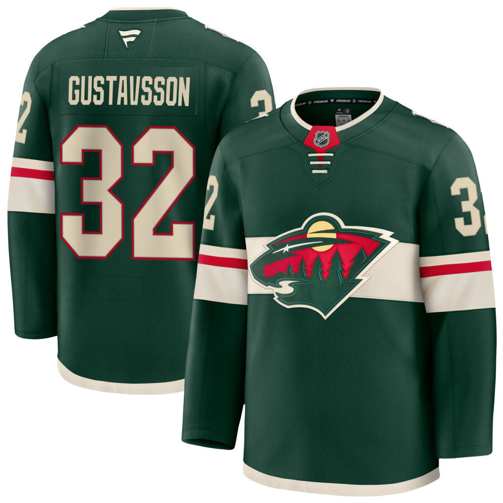 Filip Gustavsson Minnesota Wild 2025 Home Premium Jersey - Green 1 Filip Gustavsson Minnesota Wild 2025 Home Premium Jersey - Green