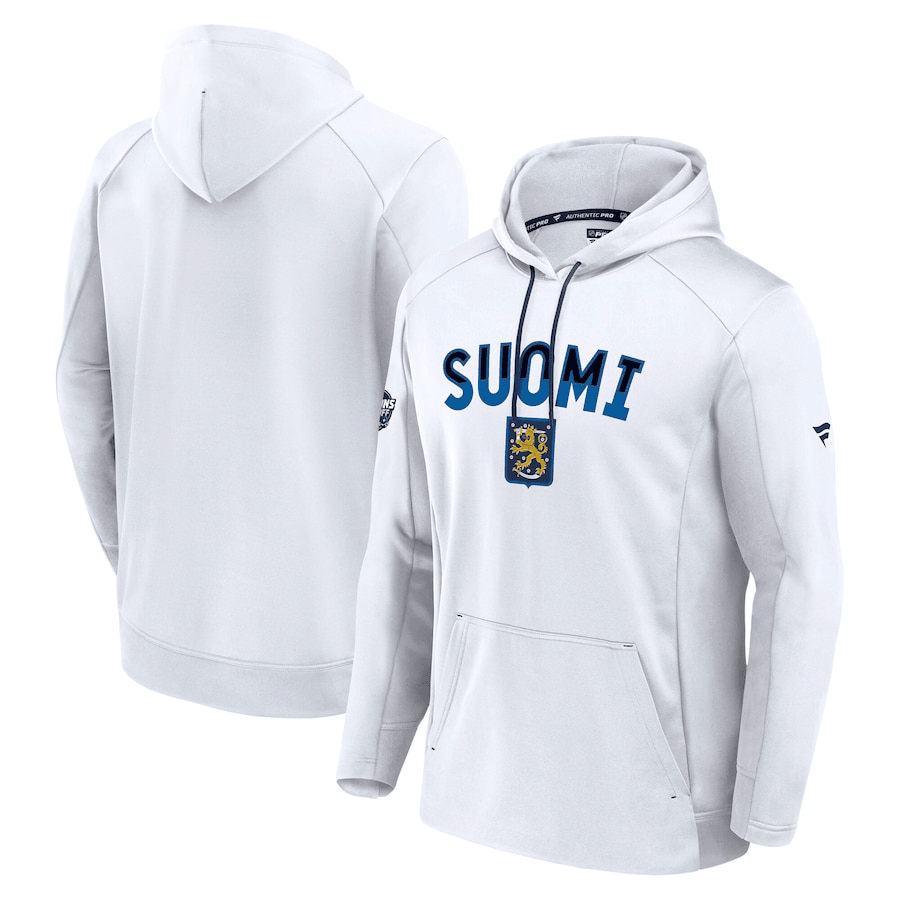 Finland 2025 4 Nations Face-Off Authentic Pro Fleece Pullover White Hoodie