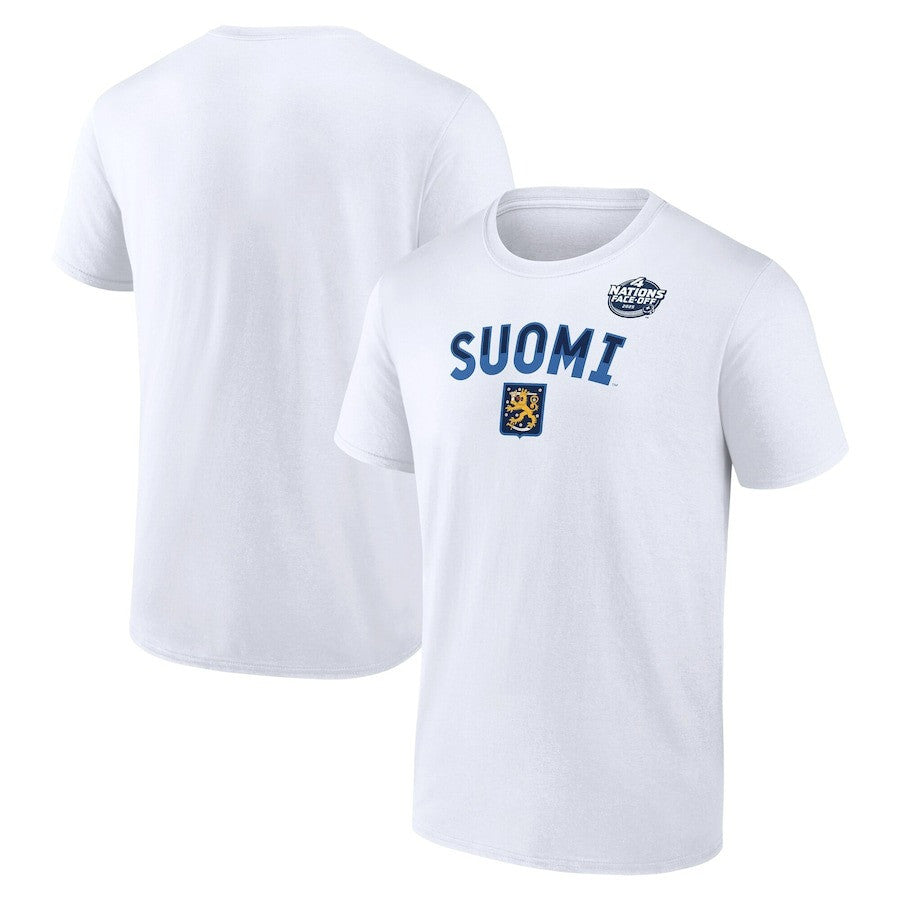 Finland 2025 4 Nations Face-Off Primary Logo White T-Shirt 1 Finland 2025 4 Nations Face-Off Primary Logo White T-Shirt