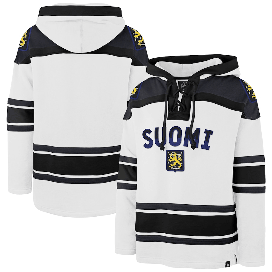 Finland '47 2025 4 Nations Face-Off Superior Lacer Pullover White Hoodie