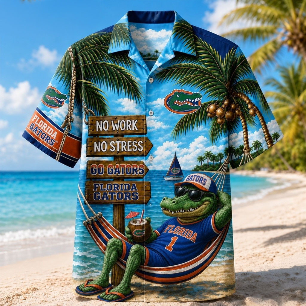 Florida Gators No Work No Stress Hawaiian Shirt Florida Gators Merch Present For Fans