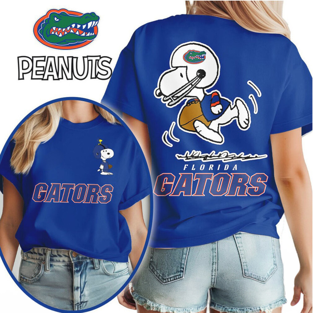 Florida Gators Snoopy Peanuts Graphic T-Shirt Florida Gators Merch Presents For Football Lovers