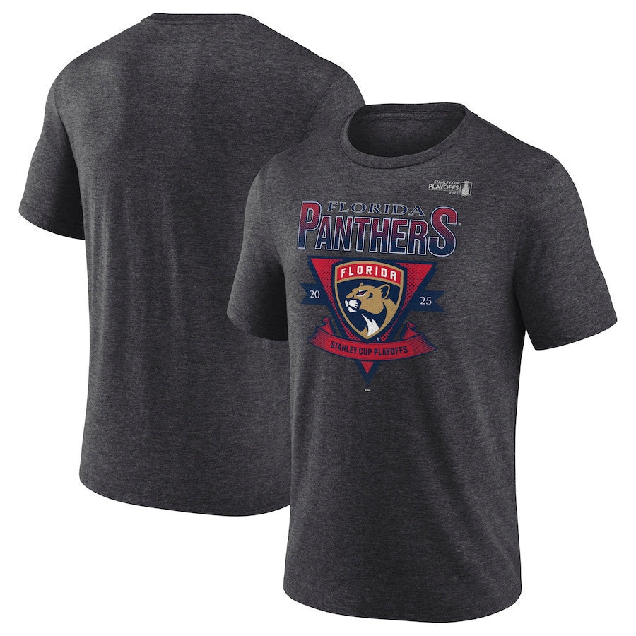 Florida Panthers 2025 Stanley Cup Playoffs Crossbar Tri-Blend T-Shirt - Heather Charcoal 1 Florida Panthers 2025 Stanley Cup Playoffs Crossbar Tri-Blend T-Shirt - Heather Charcoal