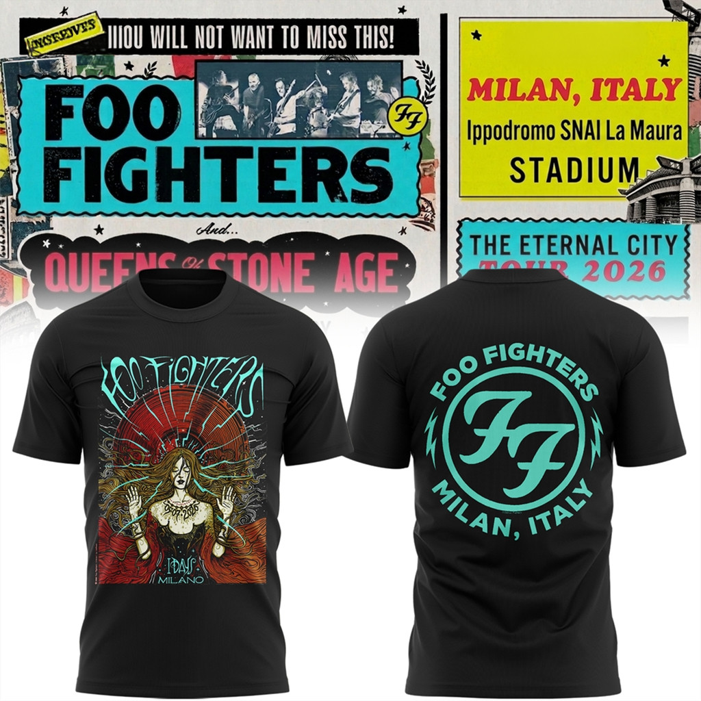 Foo Fighters I-Days Milano 2026 Concert Tour T-Shirt Foo Fighters Merch Gift For Music Lovers