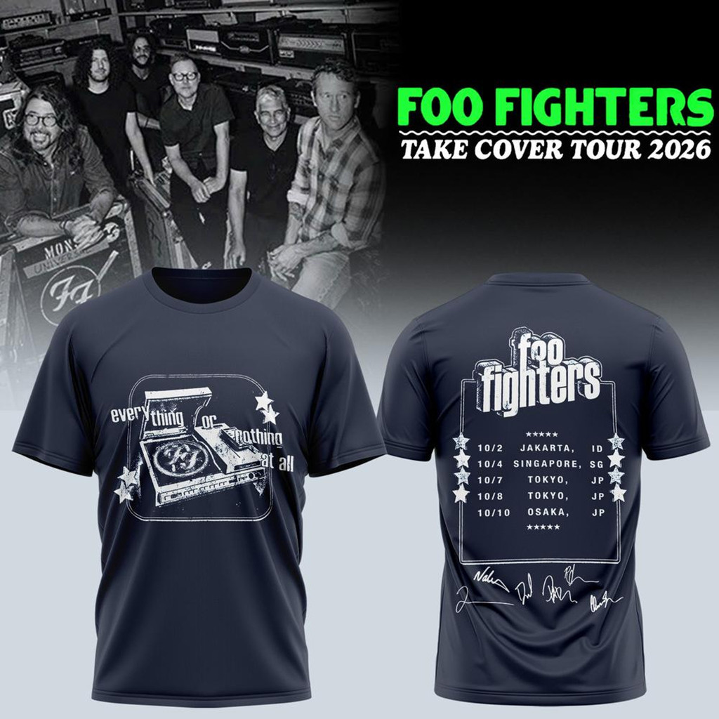 Foo Fighters Merch 2026 Foo Fighters Take Cover Tour T-Shirt Everything Or Nothing At All Shirt