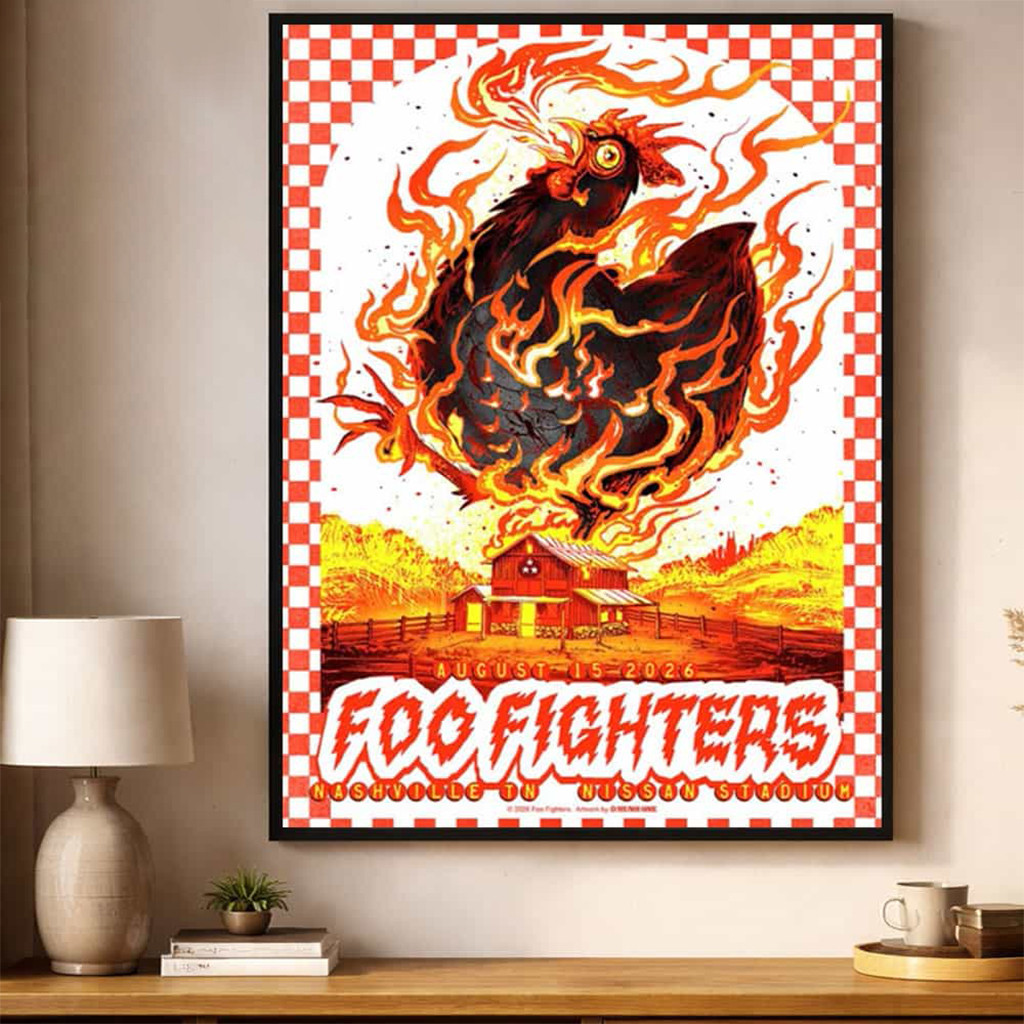 Foo Fighters Nashville TN 2026 Event Poster Foo Fighters Merch Art On Wall