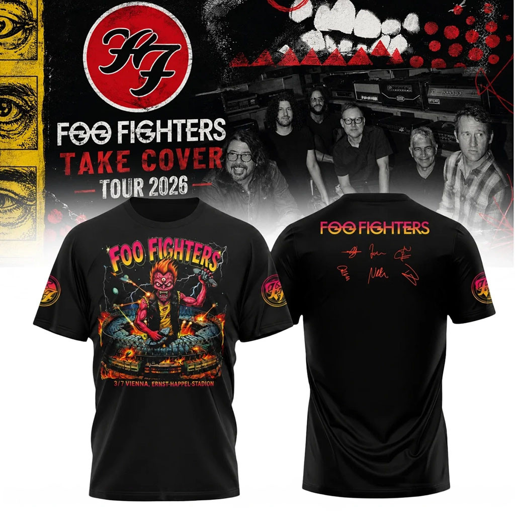 Foo Fighters Take Cover Tour 2026 Black Shirt Rock Music Concert Fan Clothes Foo Fighters Merch
