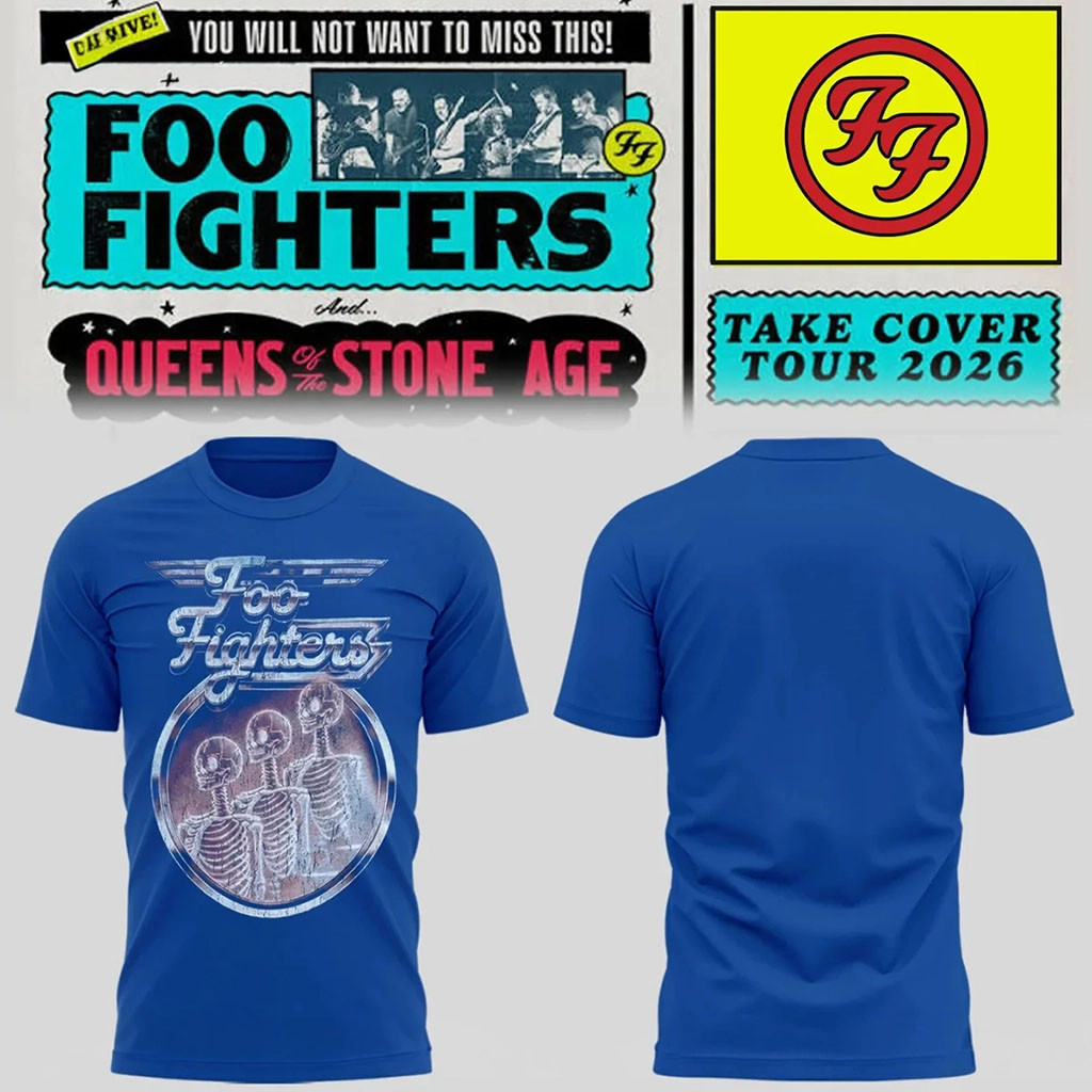Foo Fighters Take Cover Tour Merch 2026 Retro Skeleton T-Shirt Presents For Rock Lovers