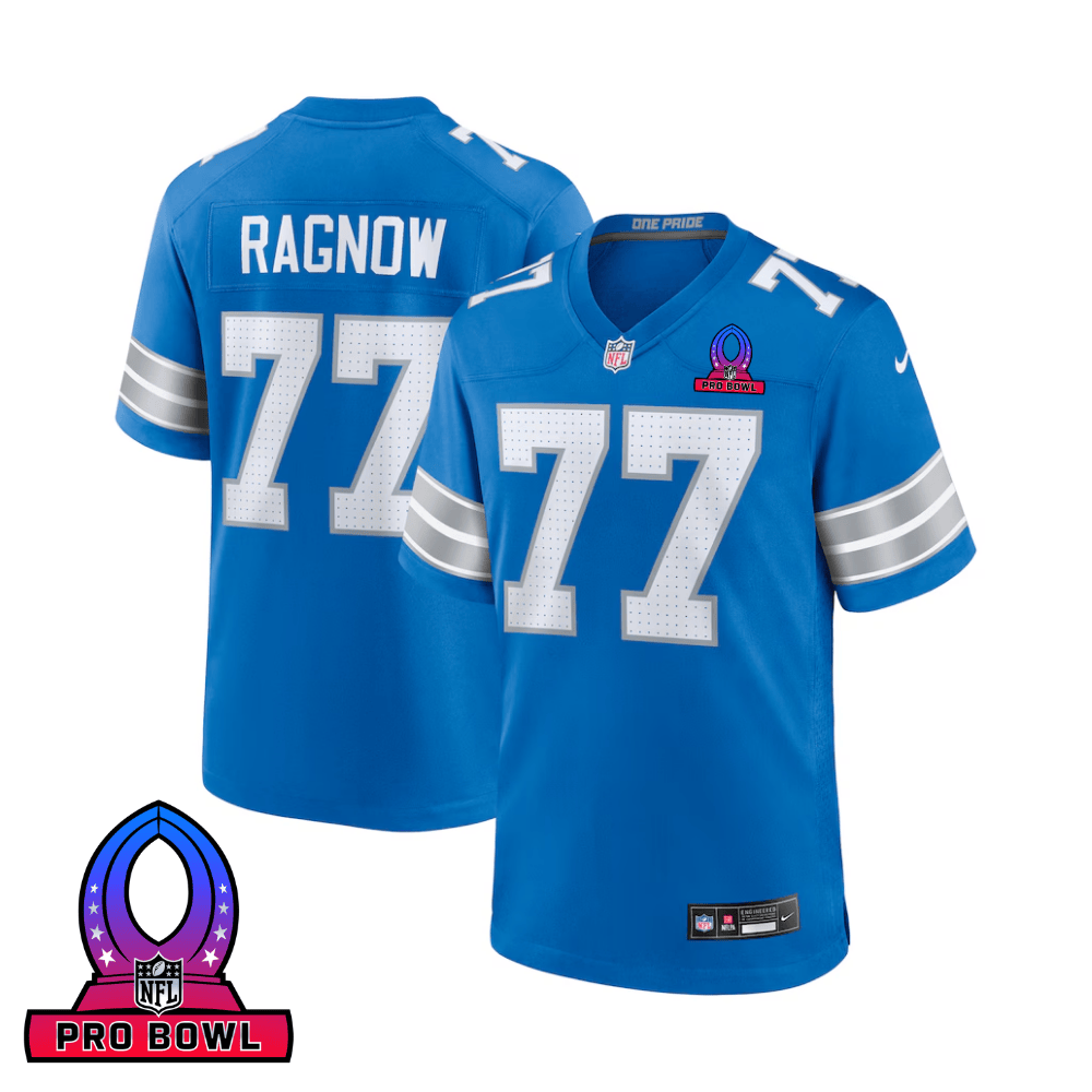 Frank Ragnow Detroit Lions 2025 Pro Bowl Patch Game Men Jersey - Blue