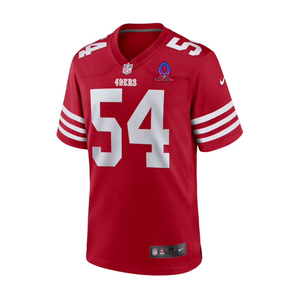 Fred Warner San Francisco ers 2025 Pro Bowl Patch Game Men Jersey - Scarlet - Image 2