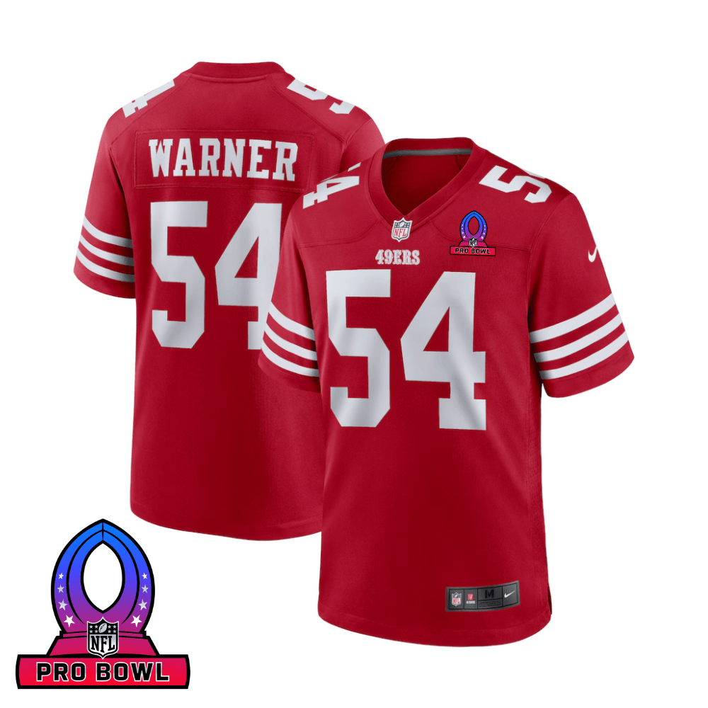 Fred Warner San Francisco ers 2025 Pro Bowl Patch Game Men Jersey - Scarlet