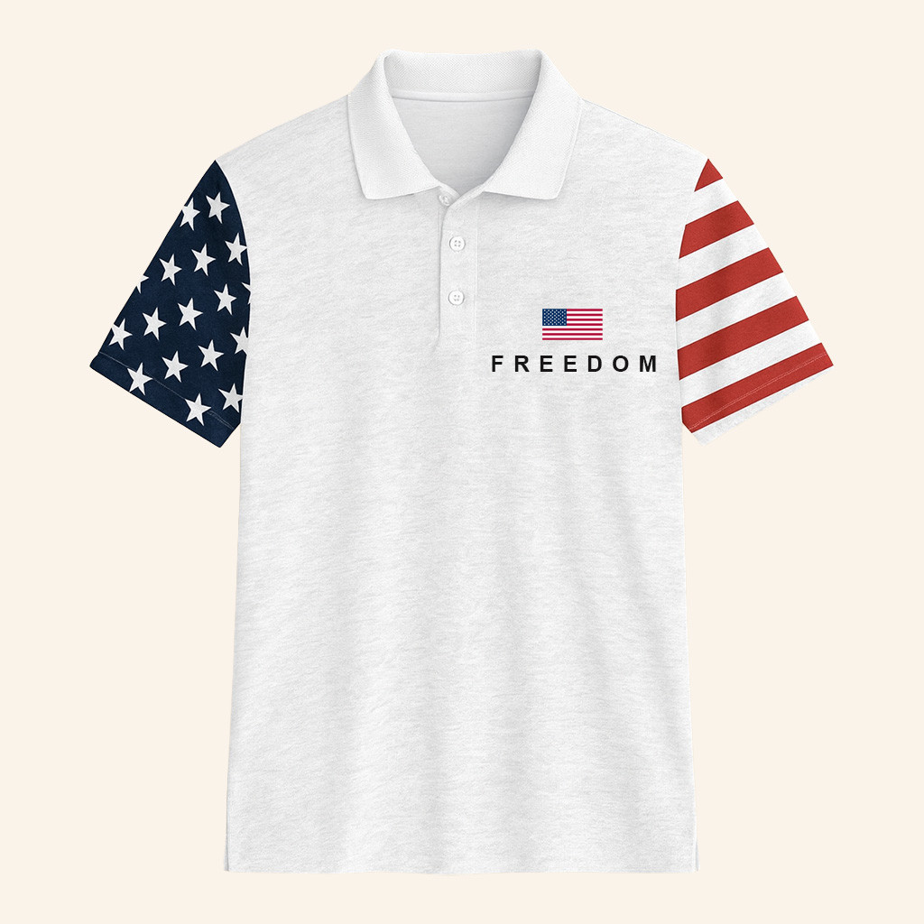 Freedom V-Neck T-Shirt USA Flag Charlie Kirk Merch Patriotic Apparel Gifts For Wife - Image 3