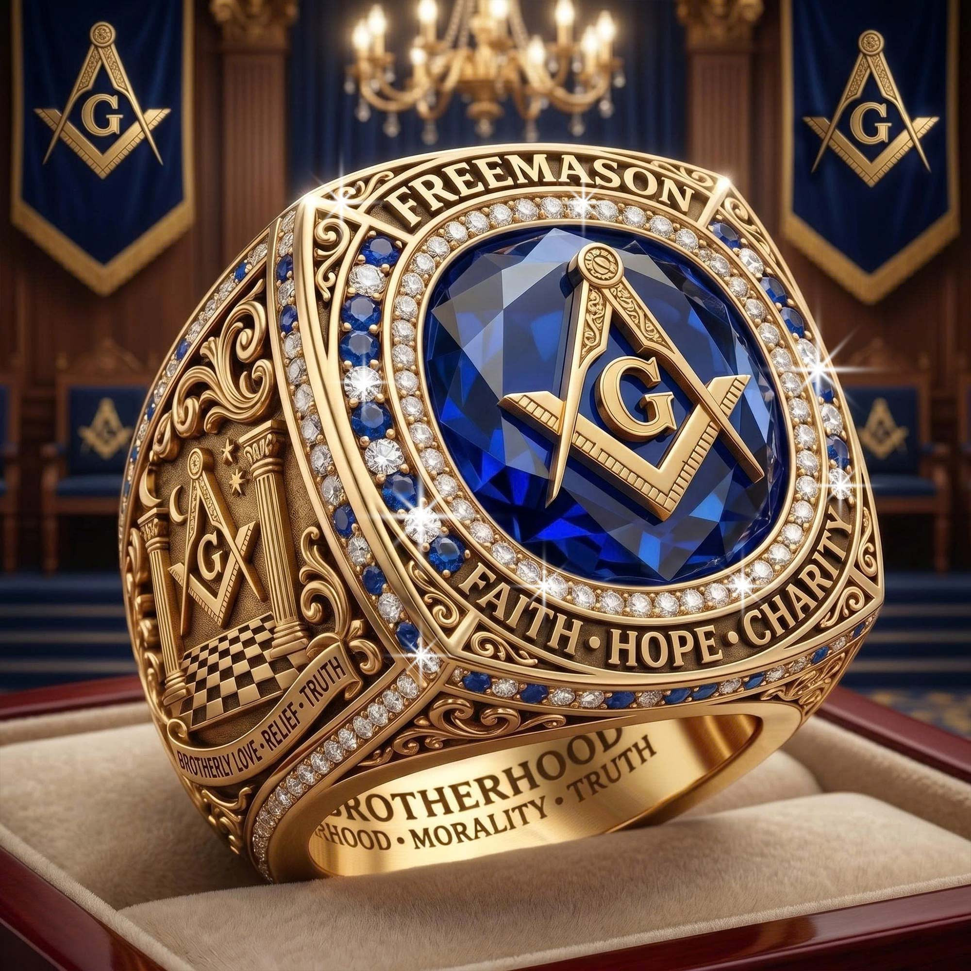 Freemason Faith Hope Charity Ring Brotherhood Merch Top Father's Day Gifts 2026
