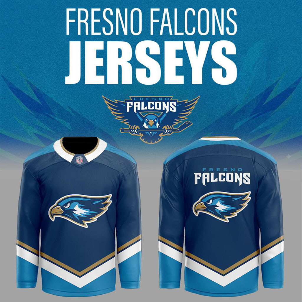 Fresno Falcons 2026 Four Eras Of Style One City One Team Hockey Jersey Fresno Falcons Merch
