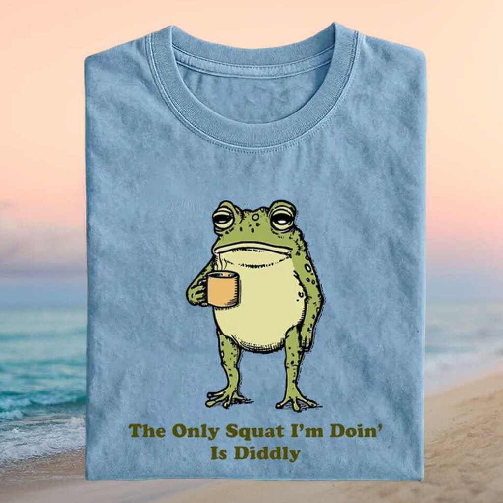 Frog The Only Squat I'm Doing Is Diddly Vintage Shirt Funny Tired Frog T-Shirt Gift For BFF