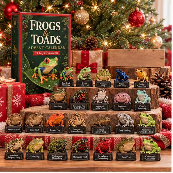 Frogs And Toads Advent Calendar Christmas Ornament Countdown Box Xmas Tree Hanging Decor - Image 2