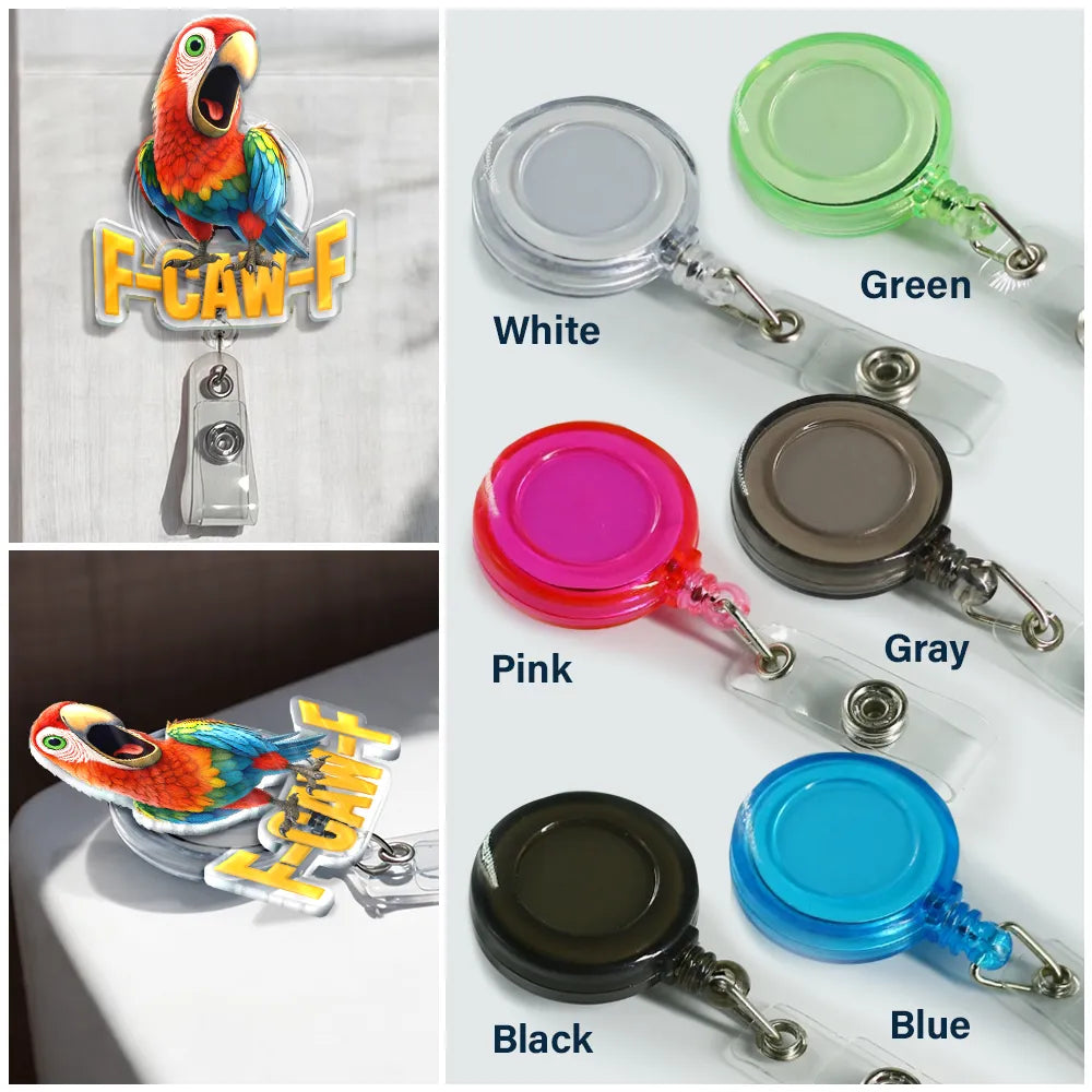 Funny Chicken F-Caw-F - Personalized Badge Reel - Image 3