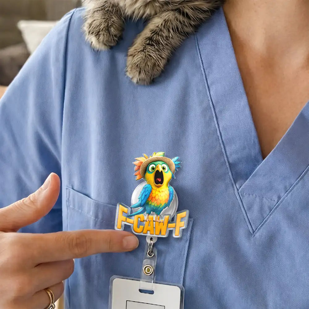 Funny Chicken F-Caw-F - Personalized Badge Reel - Image 2
