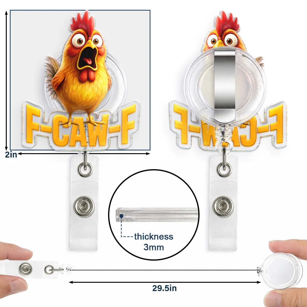 Funny Chicken F-Caw-F - Personalized Badge Reel - Image 5