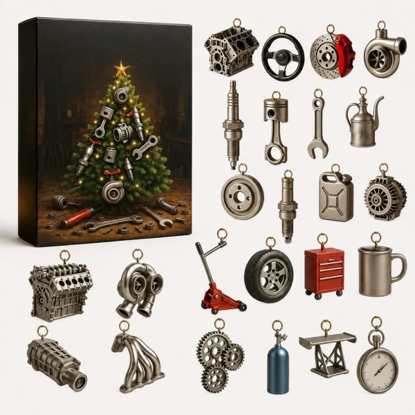 Gearheads Christmas Garage Advent Calendar 2026 24 Days Automotive Mystery Ornaments Car Lover Gift - Image 2