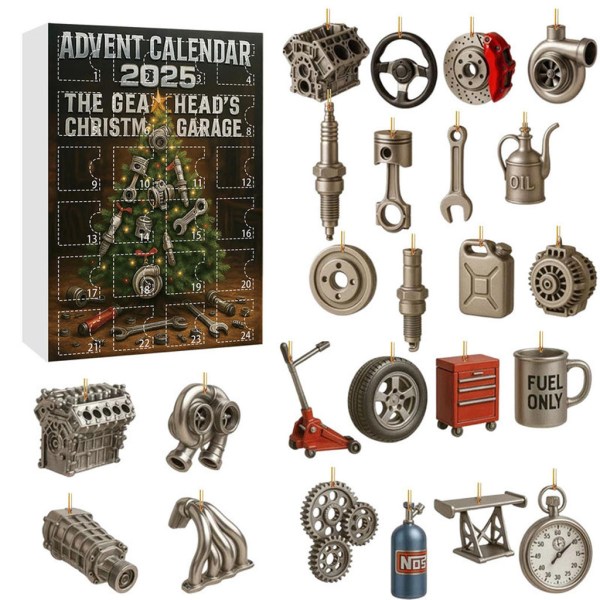 Gearheads Christmas Garage Advent Calendar 2026 24 Days Car Parts Acrylic Ornaments Xmas Gifts - Image 2