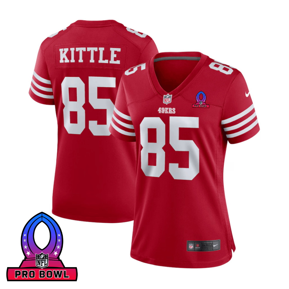 George Kittle San Francisco ers 2025 Pro Bowl Patch Game Jersey - Scarlet