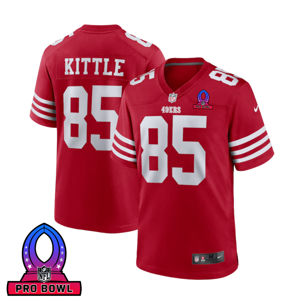 George Kittle San Francisco ers 2025 Pro Bowl Patch Game Men Jersey - Scarlet