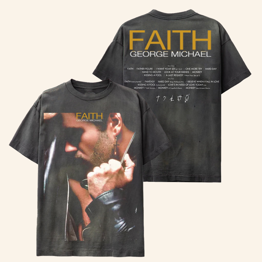 George Michael Merch Faith Album Cover T-Shirt Presents For Music Lovers