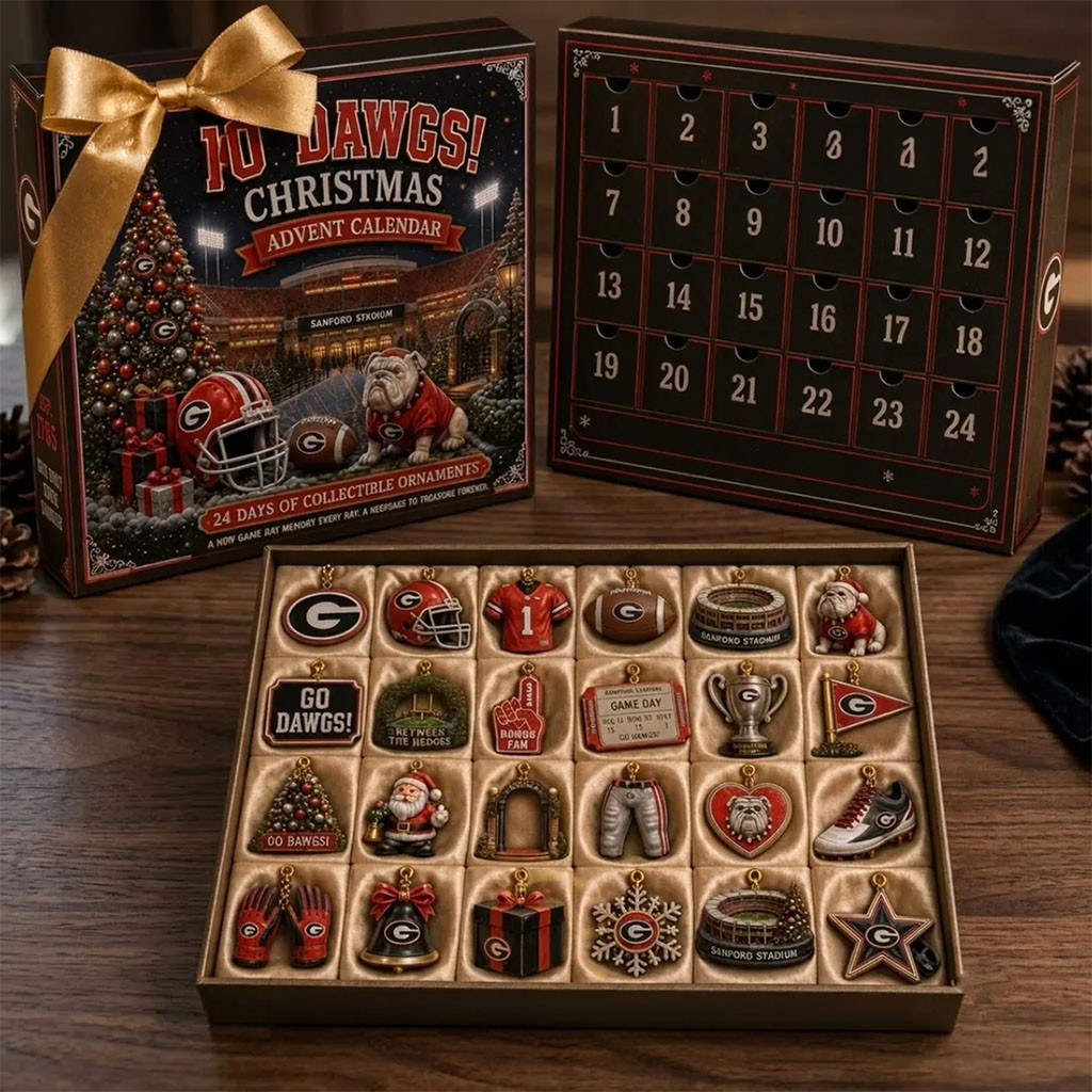 Georgia Bulldogs 24-Day Christmas Ornament Advent Calendar Bulldogs Merch Gifts For Fans